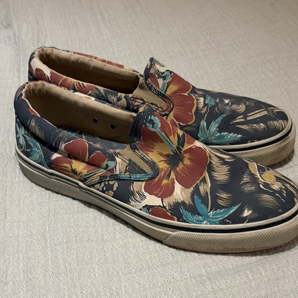 Sperry Top-Sider Men's Floral Canvas Slip On Comfort Casual Shoes Size 9.5